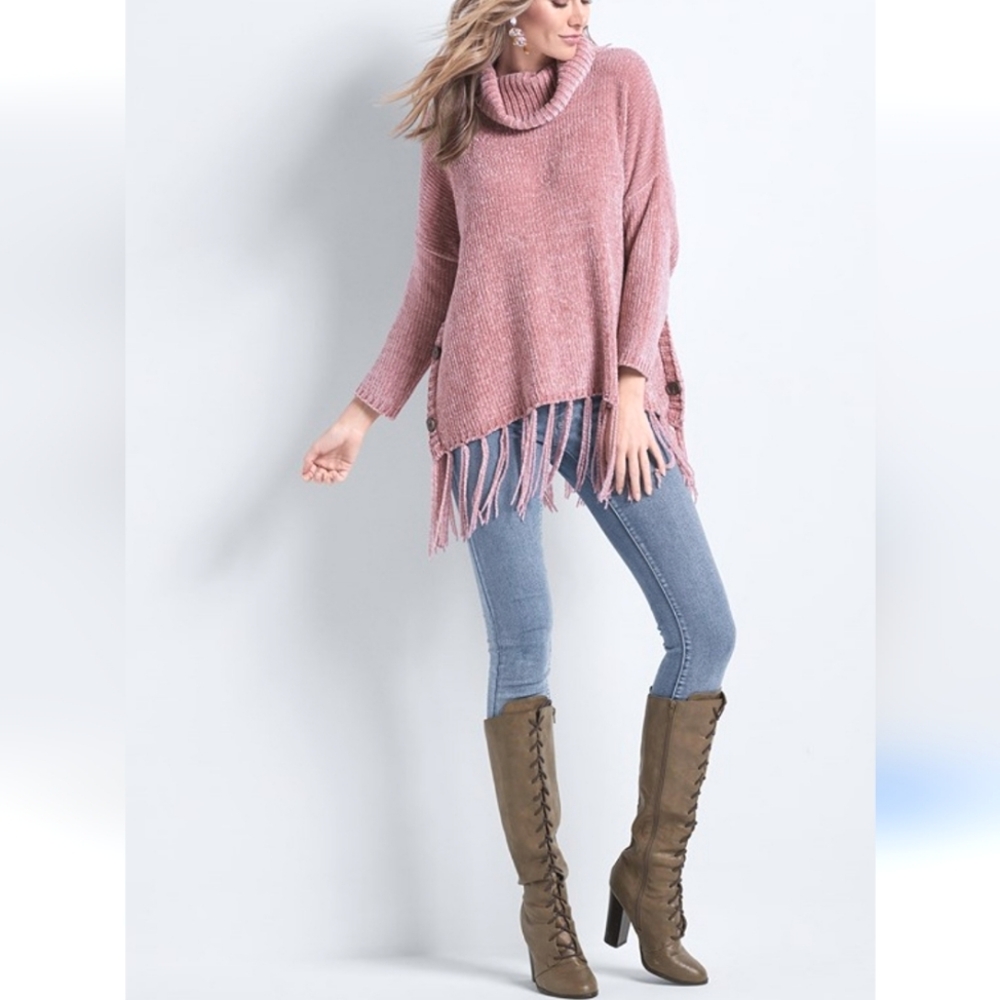 NWT OLIVER | $97 Chenille Cowl Neck Sweater Poncho - Picture 2 of 7